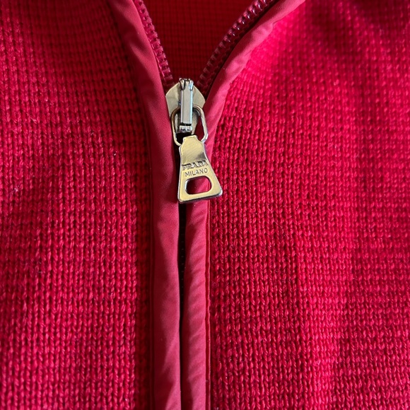 Prada Red Wool Zip-up Sweater, woman’s size 44 (S/M) - Picture 11 of 12